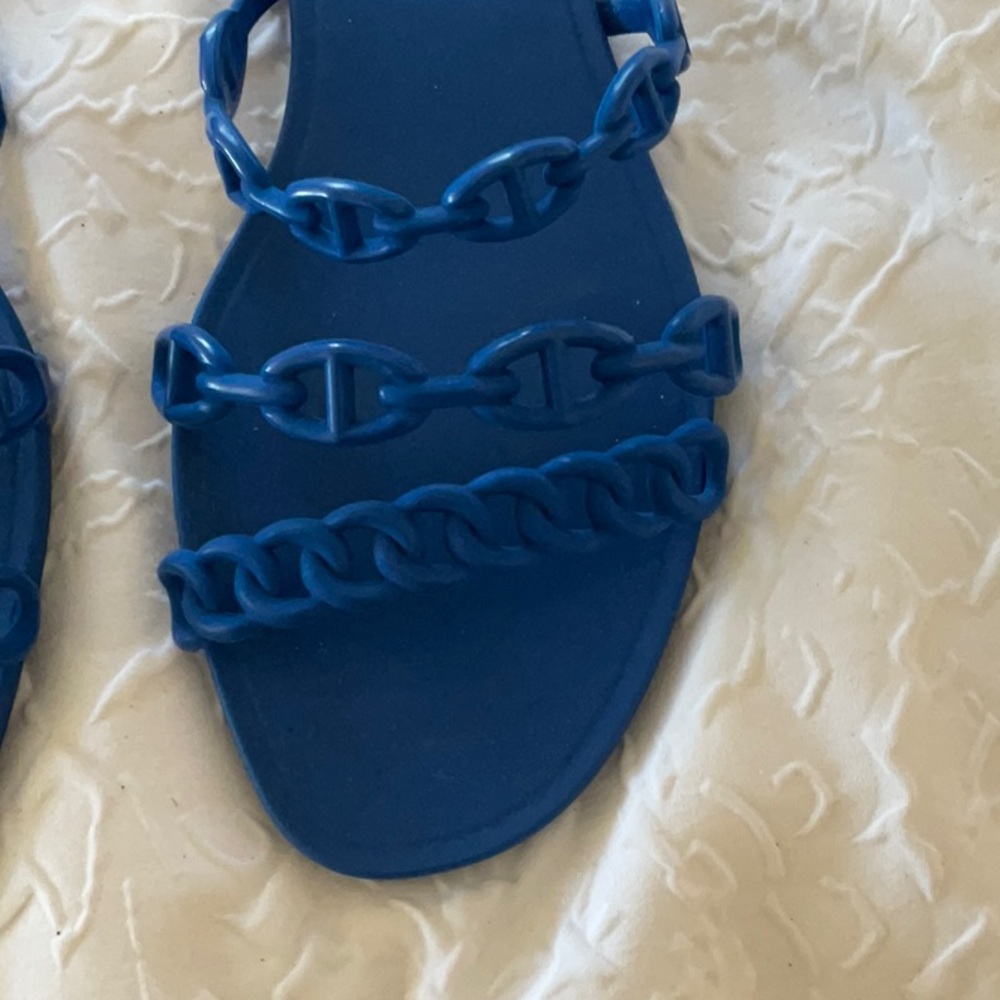 NEW AUTH Hermes chain d’Ancre Rubber Rivage Sandals blue eu 40 9 9.5 10 - Picture 2 of 8